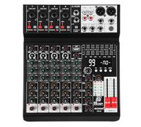 MIZISNR Mezclador de audio de 6 canales, mezclador de sonido profesional, mezclador de DJ con 99 DSP, ecualizador de 7 bandas, USB, Bluetooth, alimentación fantasma de 48 V y función PAD para