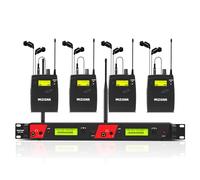 MIZISNR Sistema inalámbrico de monitor intraural, 2 canales, 4 Bodypacks Pro Mono IEM sistema para músicos, monitor de montaje en rack de metal con frecuencias UHF de 2 x 40, rango de 330 pies para