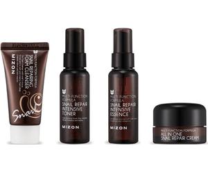 Mizon Crema reparadora de caracol todo en uno Fórmula multifunciónSnail Repair Crema 15 ml Limpiador en espuma 30 ml Tónico 50 ml Esencia 50 ml
