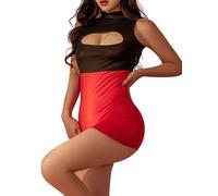 MIZSPISE Lenceria Sexy Mujer Vestido de Secretaria Fiesta Cosplay Traje Elegante Ropa Babydoll Ajustado Lingerie (FR/ES, Letras, Talla única, Regular, Regular, Negro y rojo)