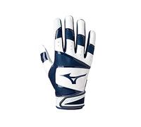 Mizuno B-303 Adult Baseball Batting Glove, White-Navy, Small