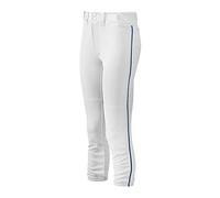 Mizuno Belted Piped Pant Pantalón con cinturón para Mujer S Blanco-Azul Marino