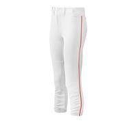 Mizuno Belted Piped Pant Pantalón Ribeteado con cinturón para Mujer XS Blanco-Rojo