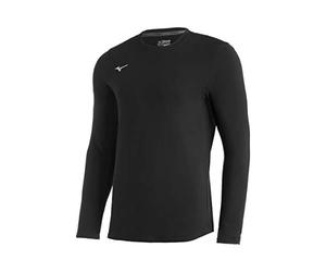 Mizuno Large Cuello Redondo de Manga Larga, Unisex Adulto, Negro, L