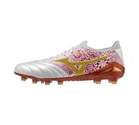 Mizuno MORELIA NEO IV Beta SR4 JAPAN Botas de futbol Blanco/gold/high risk red Mujer/Hombreo Talla 43