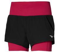 Mizuno Pantalones Cortos 2 en 1 4.5 para Mujer., Mujer, Pantalones Cortos, J2GB1704, Negro/Rojo Persa, L Short
