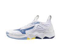 Mizuno Tenis unisex Wave Momentum 3 unisex para adultos, Blanco-azul bellwether, 7.5 Wide Women/6 Men