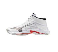 Mizuno Wave Lightning Elite Mid, Zapatillas de voleibol, Empeine Reno Woven, ENERZY NXT, suela XG, 295 g, Color blanco., 40 EU