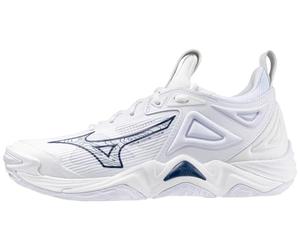 Mizuno Wave Momentum 3 Women's Volleyball Shoe, Zapatillas de vóleibol Mujer, Blanco/Azul Marino, 42 EU