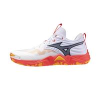 Mizuno Wave Momentum 4 Elite - Zapatillas de Voleibol para Adultos, Unisex, Color Blanco-Fiery Coral, 8 Wide Women/6.5 Men
