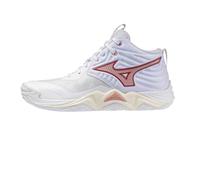 Mizuno Wave Momentum Elite Mid - Zapatillas de voleibol Mid-Top, blanco y rojo, con amortiguación Enerzy, Color blanco., 39 EU