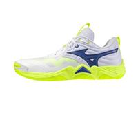 Mizuno Wave Momentum Elite Zapatillas de Voleibol, Blanco Azul Amarillo Fluo, Color blanco., 42 EU