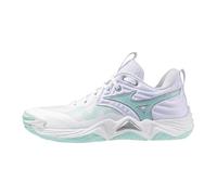 Mizuno Wave Momentum Elite - Zapatos de interior para mujer - AW25, Tinte blanco y azul, 40.5 EU