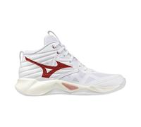 Mizuno Wave Momentum Pro Mid - Zapatillas de voleibol, color blanco y rojo, amortiguación Enerzy NXT, estabilidad Wave, Color blanco., 41 EU