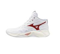 Mizuno Wave Momentum Pro Mid - Zapatillas de voleibol, color blanco y rojo, amortiguación Enerzy NXT, estabilidad Wave, Color blanco., 40.5 EU