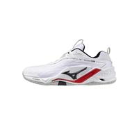 Mizuno Wave Stealth Neo 2, Zapatillas de Balonmano Hombre, Blanco Negro Rojo, Amortiguación Enerzy NXT, blanco y rojo., 44.5 EU