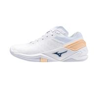 Mizuno WAVE STEALTH NEO Zapatillas de balonmano Blanco/Azul marino Peony/Peach Parfait Mujer Talla 42,5