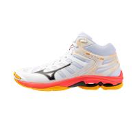 Mizuno WAVE VOLTAGE 2 MID Zapatillas de volleyball Blanco/Fiery Coral 2/Citrus Mujer/Hombreo Talla 44,5