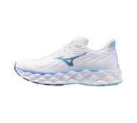 Mizuno Women's Wave Sky 8 Running Shoe, White-Moroccan Blue, 8