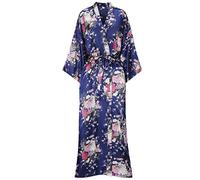 MizzGenio - Bata larga de raso para mujer, ligera y de cuerpo entero., Azul marino, 4XL/5XL