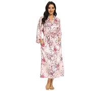 MizzGenio Bata larga de seda para mujer, ligera, larga, de satén, longitud completa, bata de dormir, Rosa, 4XL/5XL