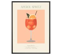 MJ-GRAPHICS - Póster Aperol Spritz - Imagen con receta de cóctel - Mural DIN A4 en calidad de galería con papel de póster extra grueso de 300 g - Póster retro de cóctel - Impresión artística FineArt