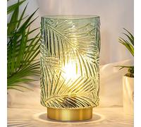 MJ PREMIER Lámpara de mesa a pilas con temporizador, lámpara de mesa decorativa inalámbrica, lámpara de mesita de noche para dormitorio, salón, entrada, regalos (verde claro)