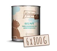 MjAMjAM - Comida húmeda de primera calidad para gatos - Puro placer de la carne - Buen pavo puro, paquete de 6 (6 x 800 g), sin cereales con extra carne