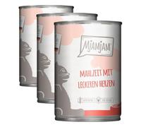 MjAMjAM - Comida húmeda Premium para Gatos - Comida con Corazones deliciosos, 1 Unidad (1 x 400 g), sin Cereales con Mucha Carne Extra (Paquete de 3)