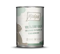 MjAMjAM - Comida húmeda prémium para Gatos - excelente Ternero y Pavo en deliciosas Zanahorias, Paquete de 1 (1 x 400 g), sin Cereales con Mucha Carne