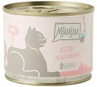 MjAMjAM - comida húmeda premium para gatos - mini pollo jugoso con aceite de salmón, pack de 6 (6 x 200 g), sin cereales con extra de carne