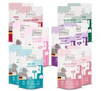 MjAMjAM - comida húmeda premium para gatos - Paquete mixto V - 2* salmón salvaje, 2* gamba, 2* ciervo, 2* reno, 2* cabra, 2* pavo Pack de 12 (12 x 125 g), sin cereales con carne extra