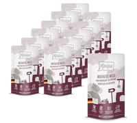 MjAMjAM - comida húmeda premium para gatos - Quetschie - abundante caza y conejo con arándanos afrutados, paquete de 12 (12 x 125 g), sin cereales con carne extra