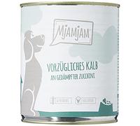 MjAMjAM - comida húmeda premium para perros - excelente ternera con calabacín al vapor, pack de 6 (6 x 800 g), sin cereales con extra de carne