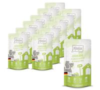 MjAMjAM - Comida húmeda Premium para Perros - Quetschie - Vacuno Sabroso con Patatas cocidas y Guisantes crujientes, Pack de 12 (12 x 125g), sin Cereales con Extra de Carne