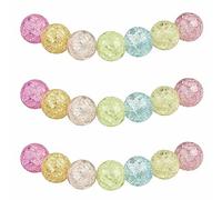 MJDCB 10mm 35 piezas Cuentas de Cristal Agrietado Multicolore Redondas Sueltas Abalorio para Hacer Joyas Pulseras Collares