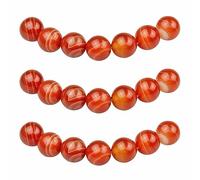 MJDCB 10mm 35 piezas Cuentas de Piedra Ágata Cornalina Rayada Roja Redondas Sueltas Piedras Semipreciosas Naturales para Hacer Joyas Pulseras Collares