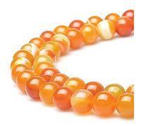 MJDCB 10mm 35 piezas Cuentas de Piedra Ágata Rayada Naranja Redondas Sueltas Piedras Semipreciosas Naturales para Hacer Joyas Pulseras Collares
