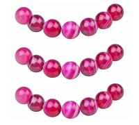 MJDCB 10mm 35 piezas Cuentas de Piedra Ágata Rayada Roja Rosa Redondas Sueltas Piedras Semipreciosas Naturales para Hacer Joyas Pulseras Collares