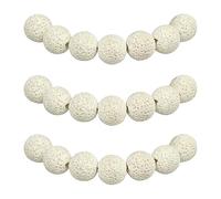 MJDCB 10mm 35 piezas Cuentas de Piedra Difusor de Aceites Esenciales Lava Blanca Redondas Sueltas Piedras Semipreciosas Naturales para Hacer Joyas Pulseras Collares