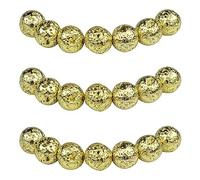 MJDCB 10mm 35 piezas Cuentas de Piedra Lava Volcánica Dorada Redondas Sueltas Piedras Semipreciosas Naturales para Hacer Joyas Pulseras Collares