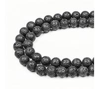 MJDCB 10mm 35 piezas Cuentas de Piedra Lava Volcánica Negra Redondas Sueltas Piedras Semipreciosas Naturales para Hacer Joyas Pulseras Collares
