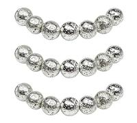 MJDCB 10mm 35 piezas Cuentas de Piedra Lava Volcánica Plata Redondas Sueltas Piedras Semipreciosas Naturales para Hacer Joyas Pulseras Collares