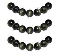 MJDCB 10mm 35 piezas Cuentas de Piedra Obsidiana Dorada Redondas Sueltas Piedras Semipreciosas Naturales para Hacer Joyas Pulseras Collares