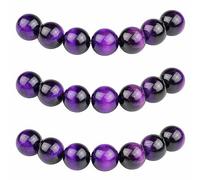 MJDCB 10mm 35 piezas Cuentas de Piedra Ojo de Tigre Morado Redondas Sueltas Piedras Semipreciosas Naturales para Hacer Joyas Pulseras Collares