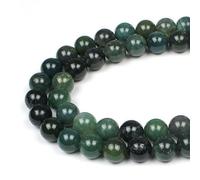 MJDCB 12mm 30 piezas Cuentas de Piedra Ágata Musgosa Verde Redondas Sueltas Piedras Semipreciosas Naturales para Hacer Joyas Pulseras Collares