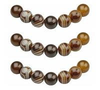 MJDCB 12mm 30 piezas Cuentas de Piedra Ágata Rayada Marrón Redondas Sueltas Piedras Semipreciosas Naturales para Hacer Joyas Pulseras Collares