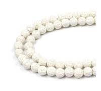 MJDCB 12mm 30 piezas Cuentas de Piedra Difusor de Aceites Esenciales Lava Blanca Redondas Sueltas Piedras Semipreciosas Naturales para Hacer Joyas Pulseras Collares