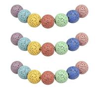 MJDCB 12mm 30 piezas Cuentas de Piedra Difusor de Aceites Esenciales Lava Multicolor Redondas Sueltas Piedras Semipreciosas Naturales para Hacer Joyas Pulseras Collares