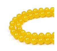 MJDCB 12mm 30 piezas Cuentas de Piedra Jade Amarillo Redondas Sueltas Piedras Semipreciosas para Hacer Joyas Pulseras Collares